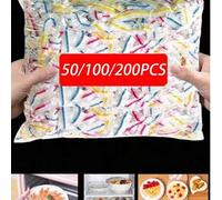 Shein 50/100/200 piezas/Tapa de plástico transparente, hecha de película de PE. Sirve como tapa de bolsa de plástico, tapa para sobras de comida, tapa antip