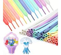 Shein 50/100 piezas, 40 pulgadas Globos largos de látex en espiral - Globos retorcidos de colores arcoíris tipo macarrón de colores surtidos para decoración