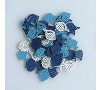 Shein 50/100 piezas de 3cm de astillas de madera con temas oceánicos - estrella de mar, mediterráneo, caracol, pez y talla grande en azul, blanco y multicol