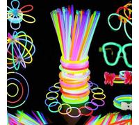 Shein 50/100 piezas Paquete de palos fluorescentes que brillan en la oscuridad - Pulseras que brillan, bolas de flores luminosas y pulseras de mariposa para