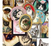 Shein 50/100 piezas Pegatinas lindas de gato, Cuaderno Estuche de teléfono portátil Equipaje Patineta Casco Pegatinas decorativas, Para útiles escolares, Vu