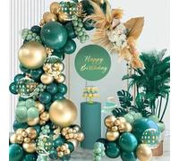 Shein 50/136 piezas Kit de guirnalda de globos de arco verde, globos verde esmeralda oscuro, verde salvia, dorado metálico para decoración de fiesta de cump