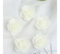 Shein 50/18 piezas Flores de rosa de espuma blancas como la leche - Cabezas de rosa de espuma artificial a granel para manualidades DIY, ramos de boda, cent