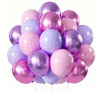 Shein 50/20 piezas Globos de látex metálicos rosa y morados - Decoraciones para fiesta de cumpleaños, baby shower, boda, aniversario, graduación, niño, niña