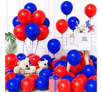 Shein 50~200 piezas Globos Azules y Rojos, Globos de Látex Engrosados de 5/10/12 Pulgadas, Globos Azul Real y Rojos, Adecuados para Cumpleaños, Bautizo, Rev