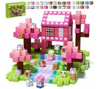 Shein 50-300 piezas Baldosas magnéticas de construcción - Mundo mineral mágico rosa floral, juego de construcción cúbica, juguetes sensoriales Montessori ST