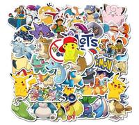 Shein 50 pegatinas de Pokémon, estilo Kawaii, lindas pegatinas de Pikachu para patineta, bicicleta, guitarra, libro, computadora portátil, película, anime,