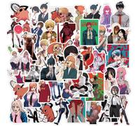 Shein 50 pegatinas y calcomanías oficialmente con licencia de Crunchyroll de Chainsaw Man para laptop, botella de agua, teléfono, monopatín, con los persona
