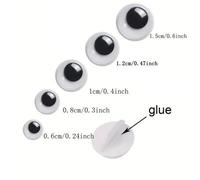 Shein 50 piezas/100 piezas Stick-on Wiggly lindos ojos grandes 6mm 8mm 10mm 12mm 15mm para hacer muñecas, pegatinas para ojos Diy Navidad Halloween