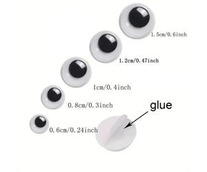 Shein 50 piezas/100 piezas Stick-on Wiggly lindos ojos grandes 6mm 8mm 10mm 12mm 15mm para hacer muñecas, pegatinas para ojos Diy Navidad Halloween