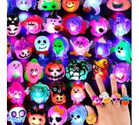 Shein 50 piezas Anillos de Halloween iluminados, anillos LED, Anillo de truco o 3D que brillan en la oscuridad, regalos de anillos favoritos de fiesta de Na