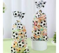 Shein 50 Piezas Bolsas de regalo con diseño de fútbol, bolsas de embalaje con patrón de fútbol, decoración para baby shower, suministros para fiesta de reve