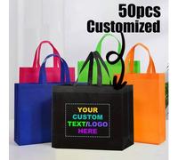 Shein 50 piezas Bolsas de regalo personalizables de tela no tejida, bolsas reutilizables grandes, suministros para pequeños negocios, recuerdos de fiesta, r