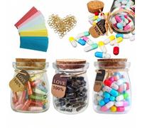 Shein 50 piezas/Botella Cápsulas de mensaje Pastillas de amor con notas escritas en papel enrolladas Cápsulas de botellas de cristal para deseos Favorito pa