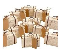 Shein 50 piezas - Caja de caramelos de maleta mini creativa, caja de embalaje de cartón con cuerdas y etiquetas, cajas de caramelos de maleta mini con mapa
