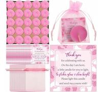 Shein 50 piezas Conjunto de recuerdos para Baby Shower, incluye 50 velas de té sin perfume, bolsas de regalo y tarjetas, adecuado para fiestas de revelación