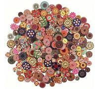 Shein 50 piezas de 15 mm y 20 mm de botones de madera lisos de colores mixtos, botones de madera planos de 2 agujeros, adecuados para manualidades de costur