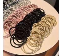 Shein 50 piezas de lazos de pelo con lentejuelas metálicas brillantes, lazos de pelo trenzados elásticos adecuados para mujeres, lazos de pelo de colores mi
