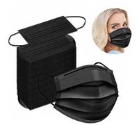 Shein 50 piezas de máscaras desechables negras, máscaras desechables de tres capas, para uso diario, trabajo, oficina, escuela y viajes de adultos