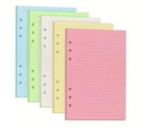 Shein 50 piezas de papel de recarga colorido A5, hojas sueltas con 6 agujeros para encuadernadores, diarios y planificadores - suministros de oficina diario