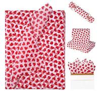 Shein 50 piezas de papel de regalo con forma de corazón rojo para el Día de San Valentín, cada uno de 19.7*13.6 pulgadas, adecuado para regalos del Día de S
