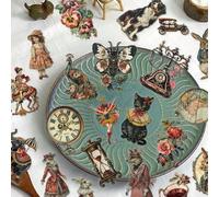 Shein 50 piezas de pegatinas de la era victoriana para scrapbooking, diario, planificador, equipaje, cuaderno, botella, teléfono papelería manualidades libr