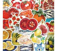 Shein 50 piezas de Pegatinas de tomate mediterráneo para portátil, cuaderno, funda de teléfono celular, útiles escolares, de vuelta a la escuela