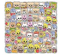 Shein 50 piezas de pegatinas decorativas de la colección de animales SKZOO, con lindos conejos, osos, lobos, patitos y gatos de dibujos animados, un regalo