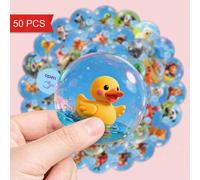 Shein 50 piezas de pegatinas impermeables con patrón de animales lindos de dibujos animados, unicornio, vaca, pato y animales salvajes con efecto de burbuja