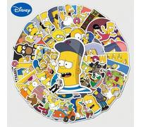 Shein 50 piezas de pegatinas impermeables hechas a mano de moda y divertidas con diseños de Los Simpson para decoración de bricolaje en teléfono, equipaje y