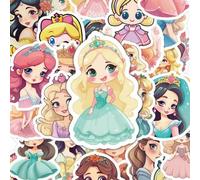 Shein 50 piezas de pegatinas lindas de princesas, pegatinas de vinilo impermeables de cuentos de hadas lindas, adecuadas para portátiles, botellas de agua,