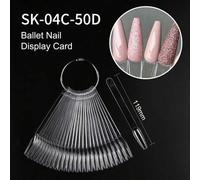 Shein 50 piezas Estante transparente de muestra de uñas en forma de ventilador con tarjetas de color, palillos de exhibición para práctica de esmalte de gel