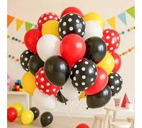Shein 50 piezas Globos con lunares, Globos redondos de látex de 12 pulgadas para helio, incluye globos de látex blancos, negros, amarillos y rojos, adecuado