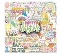 Shein 50 piezas/paquete Pegatinas de huevos de conejo de Pascua para botellas de agua, portátiles, teléfonos, scrapbook, diario desordenado, diario de balas