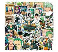 Shein 50 PIEZAS Pegatinas de anime de One Piece Roronoa Zoro geniales para DIY en patineta, guitarra, maleta, congelador, motocicleta, graffiti, juguetes y