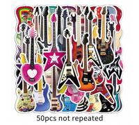 Shein 50 piezas Pegatinas de música - Guitarra, Banda, Piano, Graffiti, Arte, Pegatinas divertidas, Pegatinas de vinilo resistentes al agua para botellas de