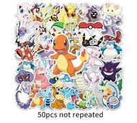 Shein 50 piezas Pegatinas de Pokémon, Pikachu para cuadernos, equipaje, cuadernos, decoración de monopatín, juguetes de regalo de cumpleaños, Pikachu, sets