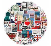 Shein 50 piezas Pegatinas de viaje europeas Pegatinas de la ciudad de Londres Pegatinas de dibujos animados Pegatinas de viaje vintage Pegatinas de países R