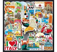 Shein 50 piezas Pegatinas decorativas creativas con paisajes y arquitectura de Roma Coliseo y Florencia, Italia, para scrapbooking, planificadores, cuaderno