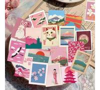 Shein 50 piezas Pegatinas estéticas retro japonesas de color rosa para decorar fundas de teléfonos, teclados, tabletas, cuadernos, portátiles, guitarras, ca