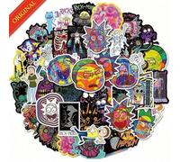 Shein 50 PIEZAS Pegatinas oficiales con licencia de Warner Bros. Rick y Morty, de material impermeable, para laptop, taza de agua, equipaje, bicicleta, deco