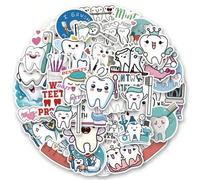 Shein 50 piezas Pegatinas protectoras para dientes Pegatinas de vinilo estéticas para scrapbooking, diario, parachoques, monopatín, botella de agua, dibujos
