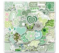 Shein 50 PIEZAS Pegatinas verdes estéticas, pegatinas vinílicas, para scrapbook, diario, portátil, parachoques, monopatín, botellas de agua, computadora, te