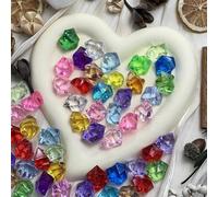 Shein 50 Piezas Rocas artificiales de cristal multicolor tipo hielo triturado, cubos de hielo de plástico con diamantes de imitación, cristales y gemas para