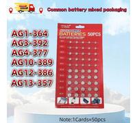 Shein 50 pilas de botón de 1.55V AG13 LR44 L AG1 AG3 AG4 AG10 AG12 SR44 A76 LR1154 GP7 LR41 para relojes, juguetes, controles remotos