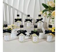 Shein 50 Sets de botellas de licor mini, botellas transparentes de plástico de 1.76oz/60ml con tapas roscadas negras, Mini botellas mini de plásticos con ad