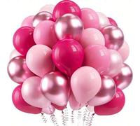 Shein 50 unidades de globos de látex rosas intensos metálicos, decoración para bodas, fiestas de cumpleaños, aniversarios, graduaciones, vacaciones, Día de