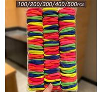 Shein 500/400/300/200/100 piezas Gomas de pelo elásticas de colores surtidos, bandas de pelo de alta elasticidad, estilo casual versátil, accesorios para el