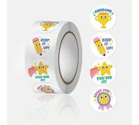 Shein 500 hojas de 1 pulgada de pegatinas redondas de estrellas de colores con frases alentadoras: ¡Excelentes para recompensar esfuerzos, sellos de oficina