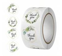Shein 500 pegatinas con forma redonda de flor con la leyenda "Gracias", para Navidad